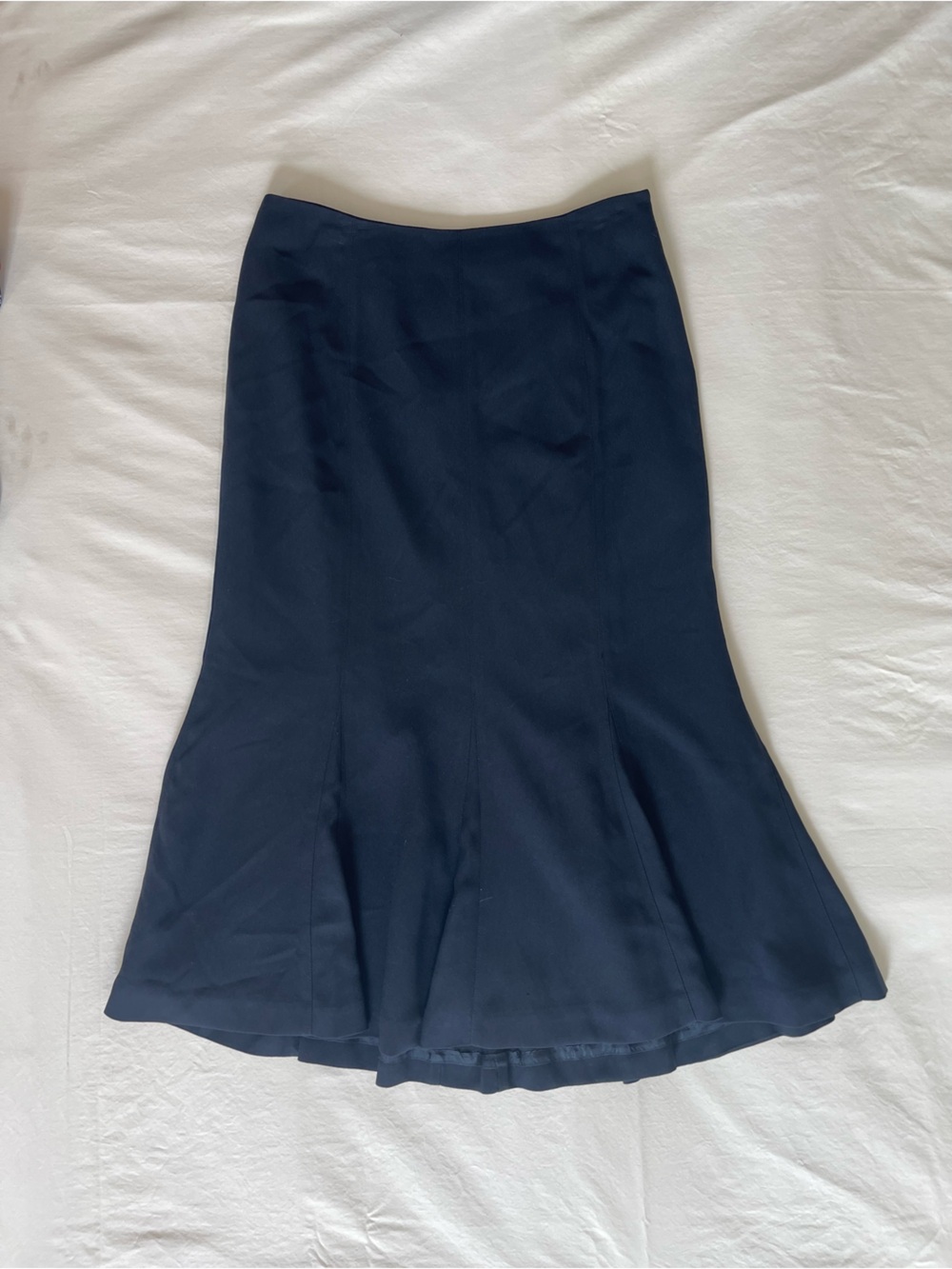 Nygard Collection Navy Blue Mermaid Midi Skirt Paneled‎ Crepe Size 12 32187323